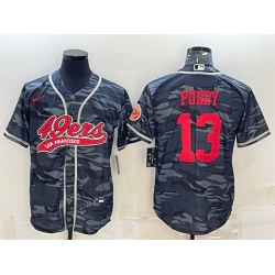 Men San Francisco 49ers 13 Brock Purdy Grey Camo With Patch Cool Base Stitched Baseball Jersey