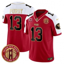 Men San Francisco 49ers 13 Brock Purdy Red F U S E  Golden Gate Bridge With 1 Star C Patch Alternate Vapor Limited Stitched Football Jersey