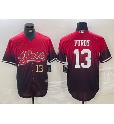 Men San Francisco 49ers 13 Brock Purdy RedBlack With Patch Cool Base Stitched Jerseys 1
