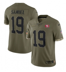 Men San Francisco 49ers 19 Deebo Samuel Olive 2022 Salute To Service Limited Stitched Jersey