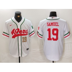 Men San Francisco 49ers 19 Deebo Samuel White With Patch Cool Base Stitched Baseball Jersey 2