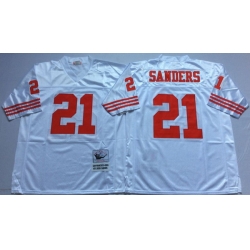 Men San Francisco 49ers 21 Deion Sanders White M&N Throwback Jersey