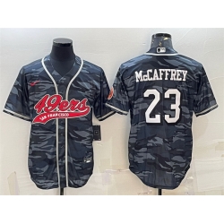 Men San Francisco 49ers 23 Christian McCaffrey Grey Camo With Patch Cool Base Stitched Baseball Jersey