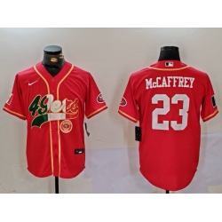 Men San Francisco 49ers 23 Christian McCaffrey Red With Patch Cool Base Stitched Baseball Jersey 5