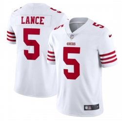 Men San Francisco 49ers 5 Trey Lance 2022 New White Vapor Untouchable Stitched Jersey