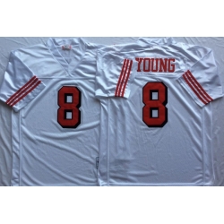 Men San Francisco 49ers 8 Steve Young White Vintage M&N Jersey