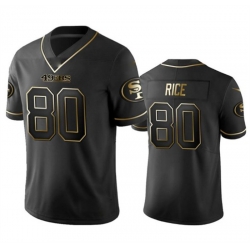 Men San Francisco 49ers 80 Jerry Rice Black Gold Stitched Jersey