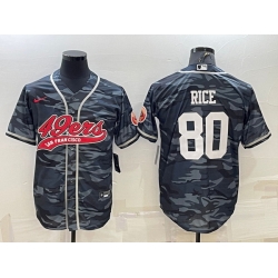 Men San Francisco 49ers 80 Jerry Rice Grey Camo With Patch Cool Base Stitched Baseball Jersey