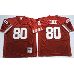 Men San Francisco 49ers 80 Jerry Rice Red M&N Throwback Jersey