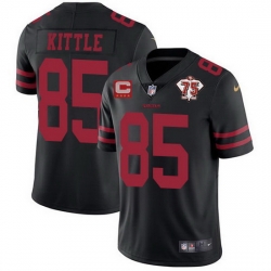 Men San Francisco 49ers 85 George Kittle 2021 Black With C Patch 75th Anniversary Vapor Untouchable Limited Stitched jersey