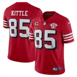 Men San Francisco 49ers 85 George Kittle 2021 Red With C Patch 75th Anniversary Vapor Untouchable Limited Stitched jersey