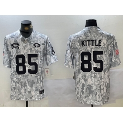 Men San Francisco 49ers 85 George Kittle 2024 F U S E Arctic Camo Salute To Service Limited Stitched Football Jersey