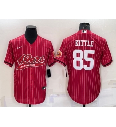 Men San Francisco 49ers 85 George Kittle Red With Patch Cool Base Stitched Baseball Jersey