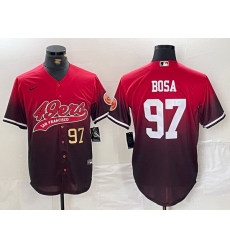 Men San Francisco 49ers 97 Nick Bosa Red Black With Patch Cool Base Stitched Baseball jerseys 2