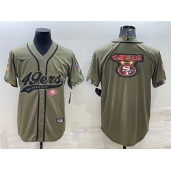 Men San Francisco 49ers Olive Salute To Service Team Big Logo Cool Base Stitched Baseball Jersey