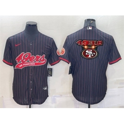 Men San Francisco 49ers Team Big Logo Black With Patch Cool Base Stitched Baseball Jersey 