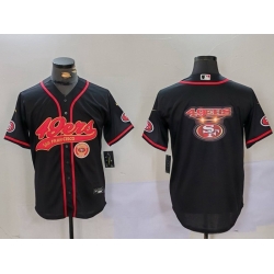 Men San Francisco 49ers Teams Big Logo Black With Patch Cool Base Stitched Baseball Jersey 2