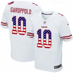 Mens Nike San Francisco 49ers 10 Jimmy Garoppolo Elite White Road USA Flag Fashion NFL Jersey