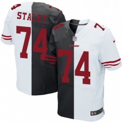 Mens Nike San Francisco 49ers 74 Joe Staley Elite BlackWhite Split Fashion NFL Jersey