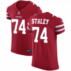 Mens Nike San Francisco 49ers 74 Joe Staley Red Team Color Vapor Untouchable Elite Player NFL Jersey