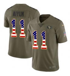 Nike 49ers 11 Brandon Aiyuk Olive USA Flag Men Stitched NFL Limited 2017 Salute To Service Jersey