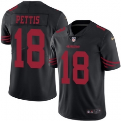 Nike 49ers #18 Dante Pettis Black Mens Stitched NFL Limited Rush Jersey