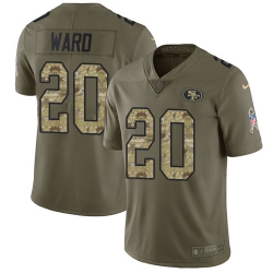 Nike 49ers #20 Jimmie Ward Olive Camo Mens Stitched NFL Limited 2017 Salute To Service Jersey