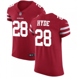 Nike 49ers #28 Carlos Hyde Red Team Color Mens Stitched NFL Vapor Untouchable Elite Jersey