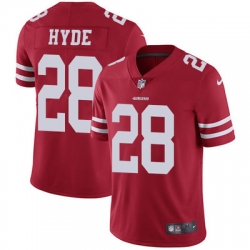 Nike 49ers #28 Carlos Hyde Red Team Color Mens Stitched NFL Vapor Untouchable Limited Jersey