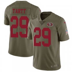 Nike 49ers #29 Jaquiski Tartt Olive Mens Stitched NFL Limited 2017 Salute To Service Jersey