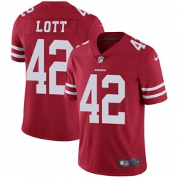 Nike 49ers #42 Ronnie Lott Red Team Color Mens Stitched NFL Vapor Untouchable Limited Jersey