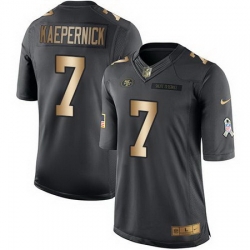 Nike 49ers #7 Colin Kaepernick Black Mens Stitched NFL Limited Gold Salute To Service Jersey