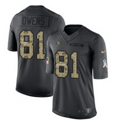 Nike 49ers #81 Terrell Owens Black Mens Stitched NFL Limited 2016 Salute to Service Jersey