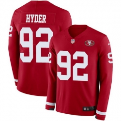 Nike 49ers 92 Kerry Hyder Red Team Color Men Stitched NFL Limited Therma Long Sleeve Jersey