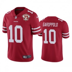 Nike San Francisco 49ers 10 Jimmy Garoppolo Red Men 75th Anniversary Stitched NFL Vapor Untouchable Limited Jersey