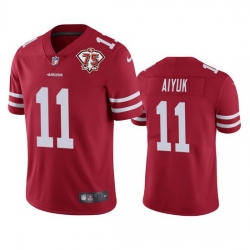 Nike San Francisco 49ers 11 Brandon Aiyuk Red Men 75th Anniversary Stitched NFL Vapor Untouchable Limited Jersey