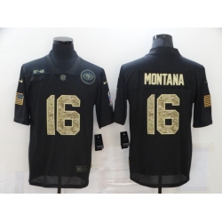 Nike San Francisco 49ers 16 Joe Montana Black Camo 2020 Salute To Service Limited Jersey