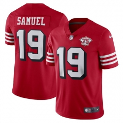 Nike San Francisco 49ers 19 Deebo Samuel Red Rush Men 75th Anniversary Stitched NFL Vapor Untouchable Limited Jersey