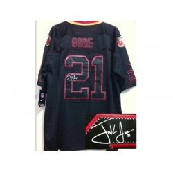 Nike San Francisco 49ers 21 Frank Gore Black Elite Light Out Signed NFL Jersey