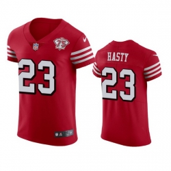 Nike San Francisco 49ers 23 Jamycal Hasty Red Rush Men 75th Anniversary Stitched NFL Vapor Untouchable Elite Jersey