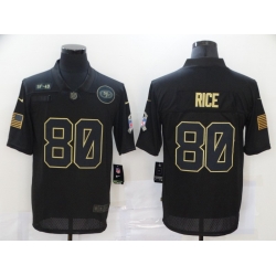 Nike San Francisco 49ers 80 Jerry Rice Black 2020 Salute To Service Limited Jersey