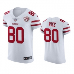 Nike San Francisco 49ers 80 Jerry Rice White Men 75th Anniversary Stitched NFL Vapor Untouchable Elite Jersey