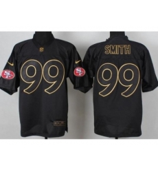 Nike San Francisco 49ers 99 Aldon Smith Black Elite PRO Gold Lettering Fashion NFL Jersey