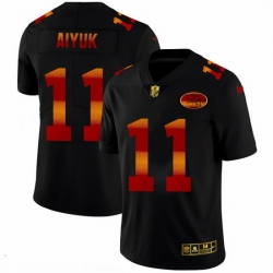 San Francisco 49ers 11 Brandon Aiyuk Men Black Nike Red Orange Stripe Vapor Limited NFL Jersey