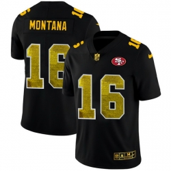 San Francisco 49ers 16 Joe Montana Men Black Nike Golden Sequin Vapor Limited NFL Jersey