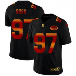 San Francisco 49ers 97 Nick Bosa Men Black Nike Red Orange Stripe Vapor Limited NFL Jersey