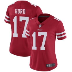 49ers 17 Jalen Hurd Red Team Color Women Stitched Football Vapor Untouchable Limited Jersey