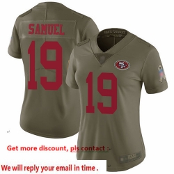 49ers 19 Deebo Samuel Olive Women Stitched Football Limited 2017 Salute to Service Jersey