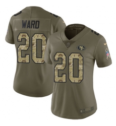 Nike 49ers #20 Jimmie Ward Olive Camo Womens Stitched NFL Limited 2017 Salute to Service Jersey
