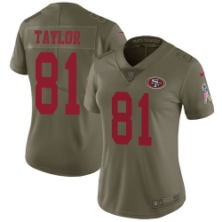 Nike 49ers #81 Trent Taylor Olive Womens Stitched NFL Limited 2017 Salute to Service Jersey